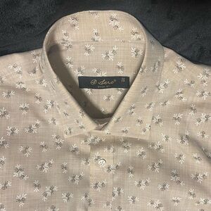 Sero Men’s Floral Print Pale Mauve Gray Button Down Pocket Dress Shirt 15”